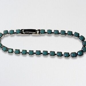 Handcrafted Swarovski Crystal Bracelet Rhodium-Plated Turquoise/Silver W OS NWT